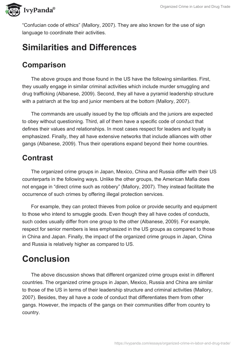 Organized Crime in Labor and Drug Trade. Page 2