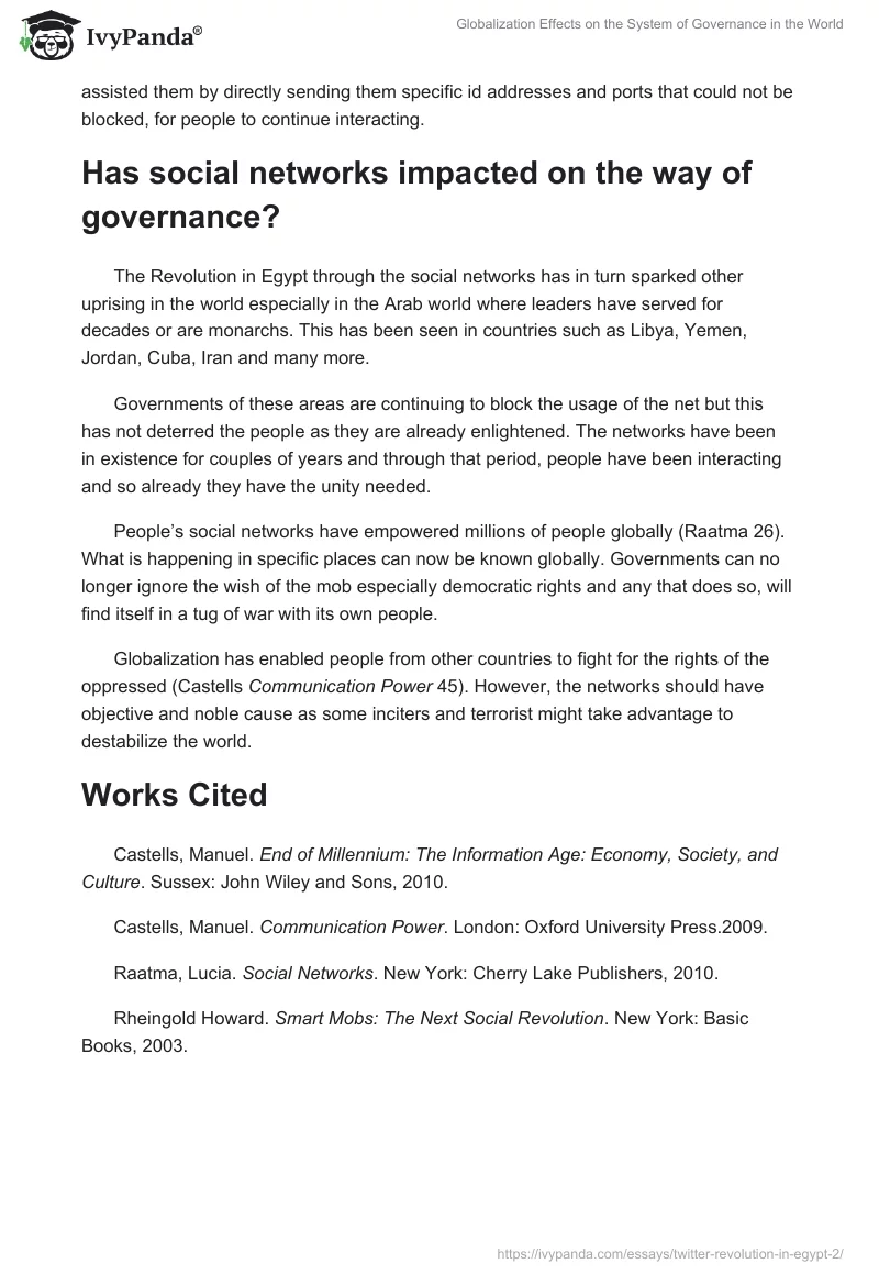 Globalization Effects on the System of Governance in the World. Page 3