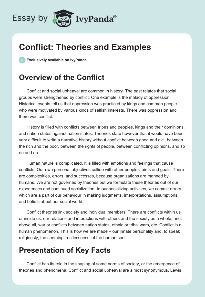 Conflict: Theories and Examples. Page 1