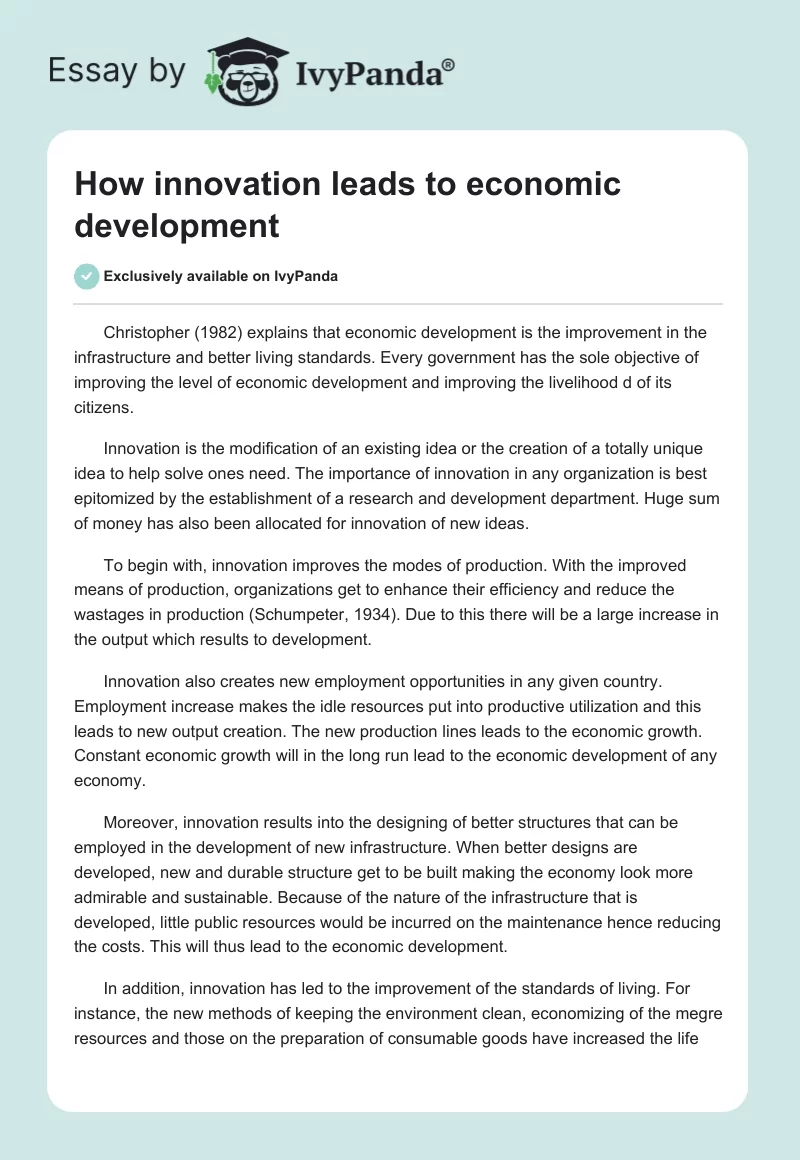 How innovation leads to economic development. Page 1