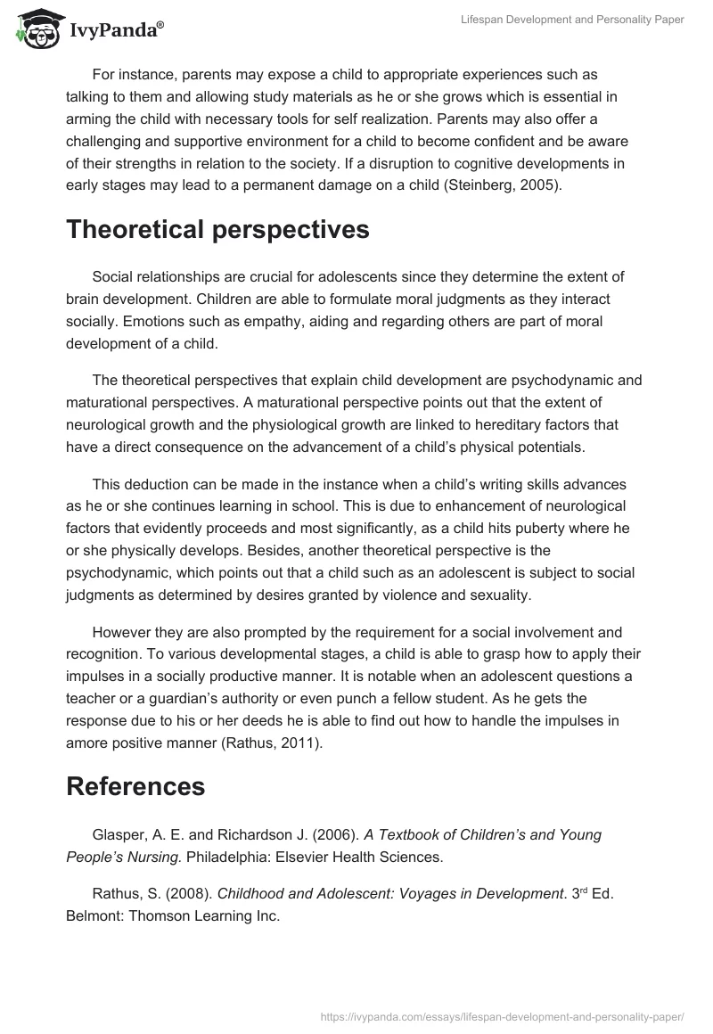 Lifespan Development and Personality Paper. Page 4