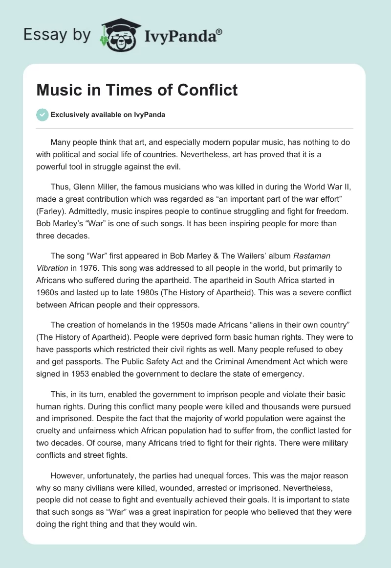 Music in Times of Conflict. Page 1