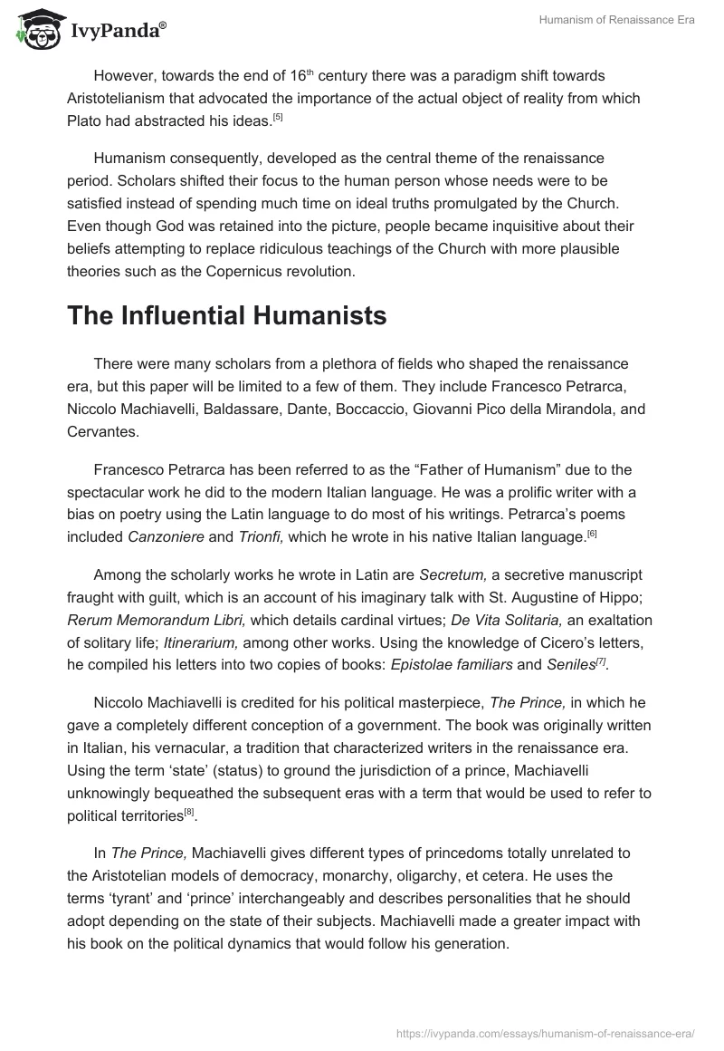 Humanism of Renaissance Era. Page 2