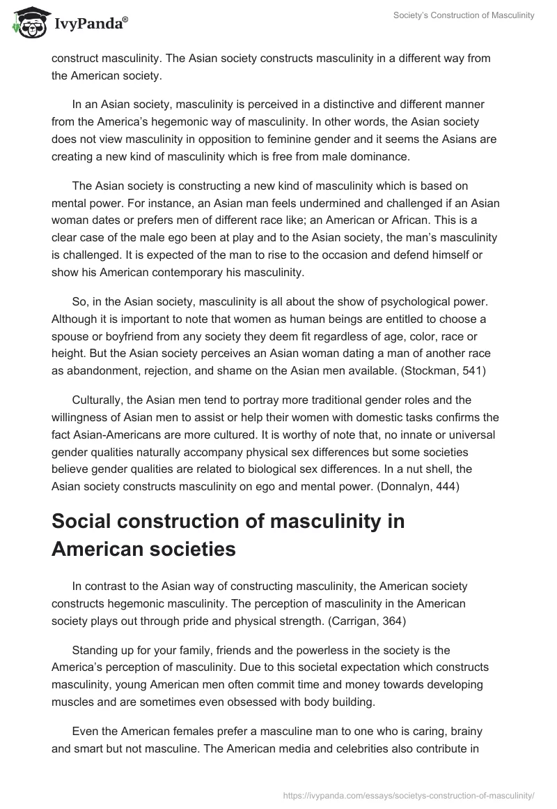 Society’s Construction of Masculinity. Page 2