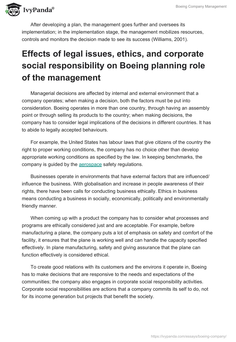 Boeing Company Management. Page 2