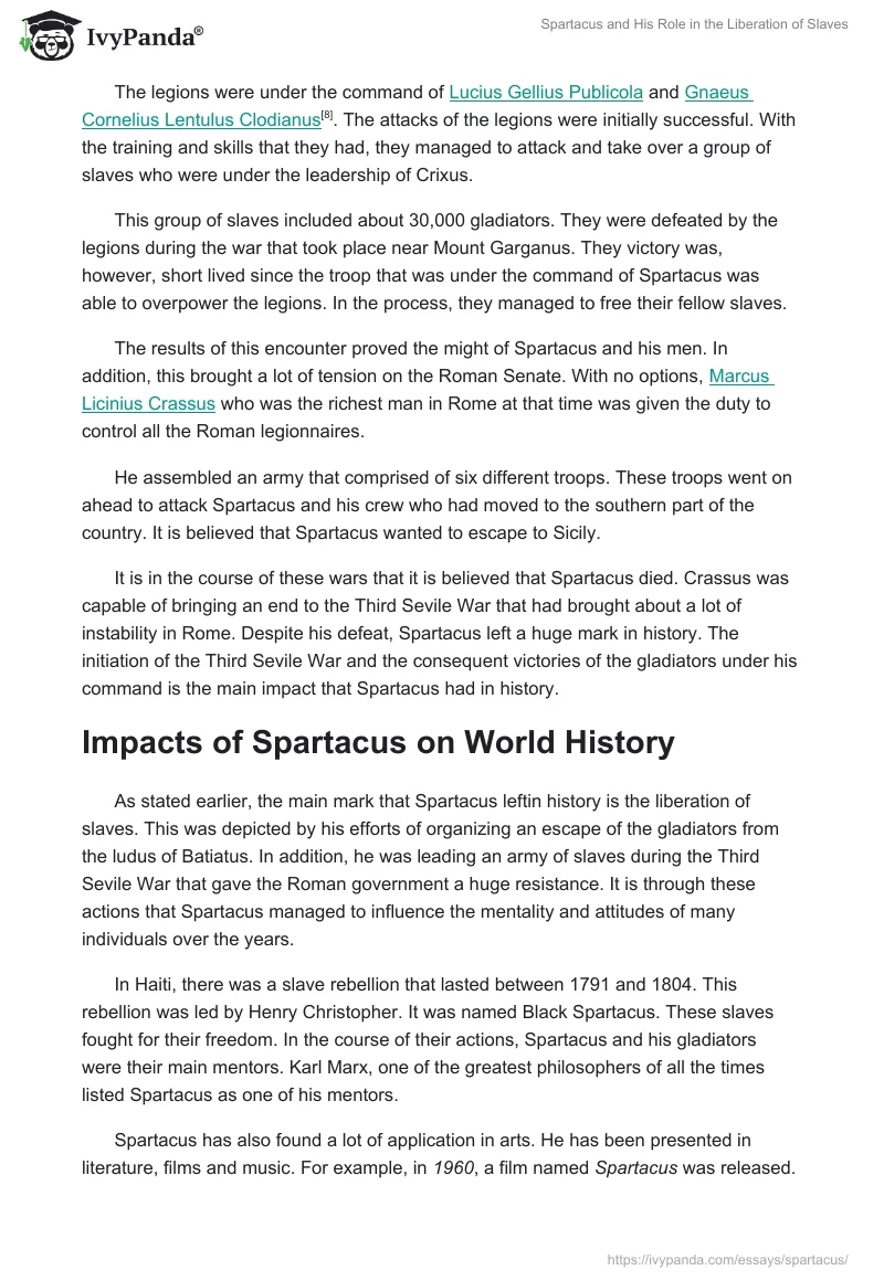 Spartacus and His Role in the Liberation of Slaves. Page 5