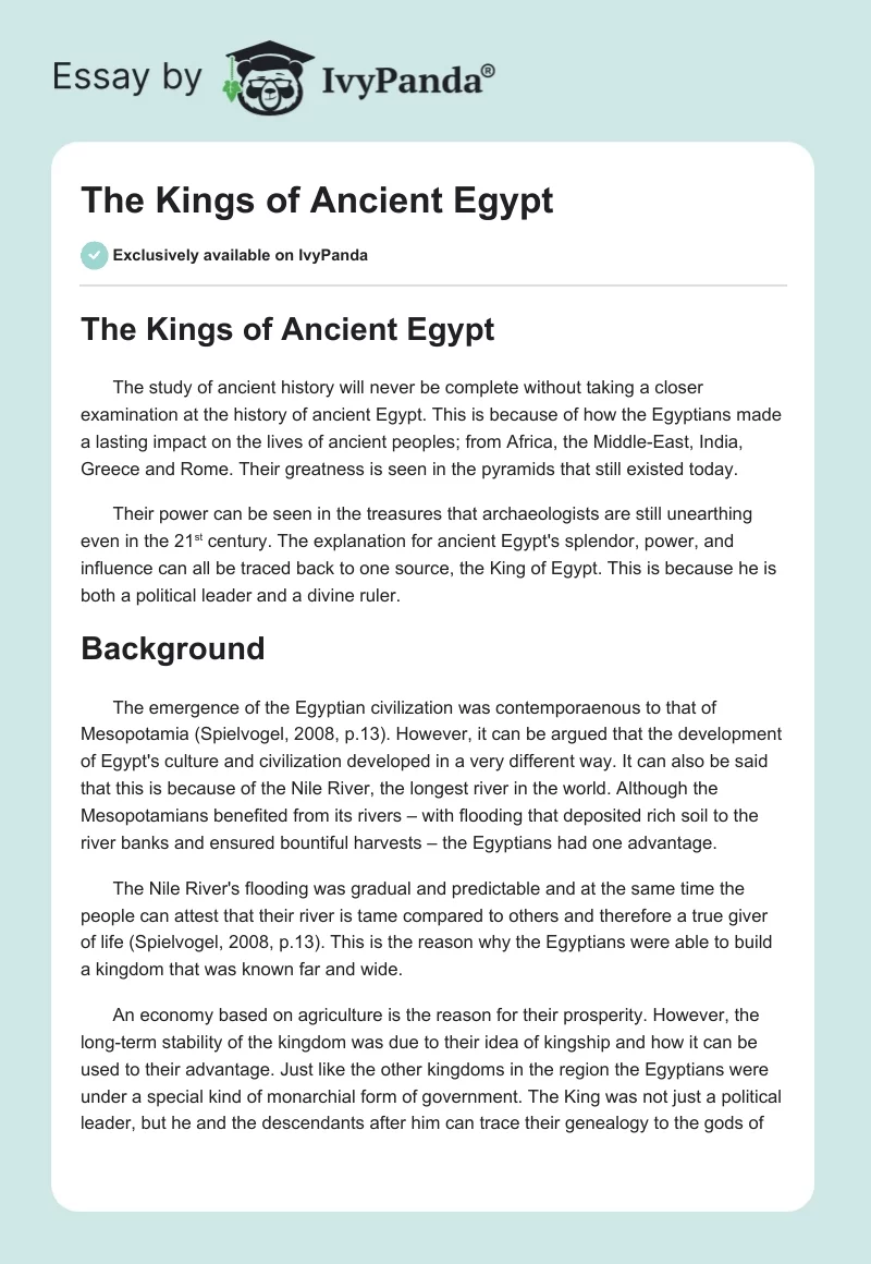 The Kings of Ancient Egypt. Page 1