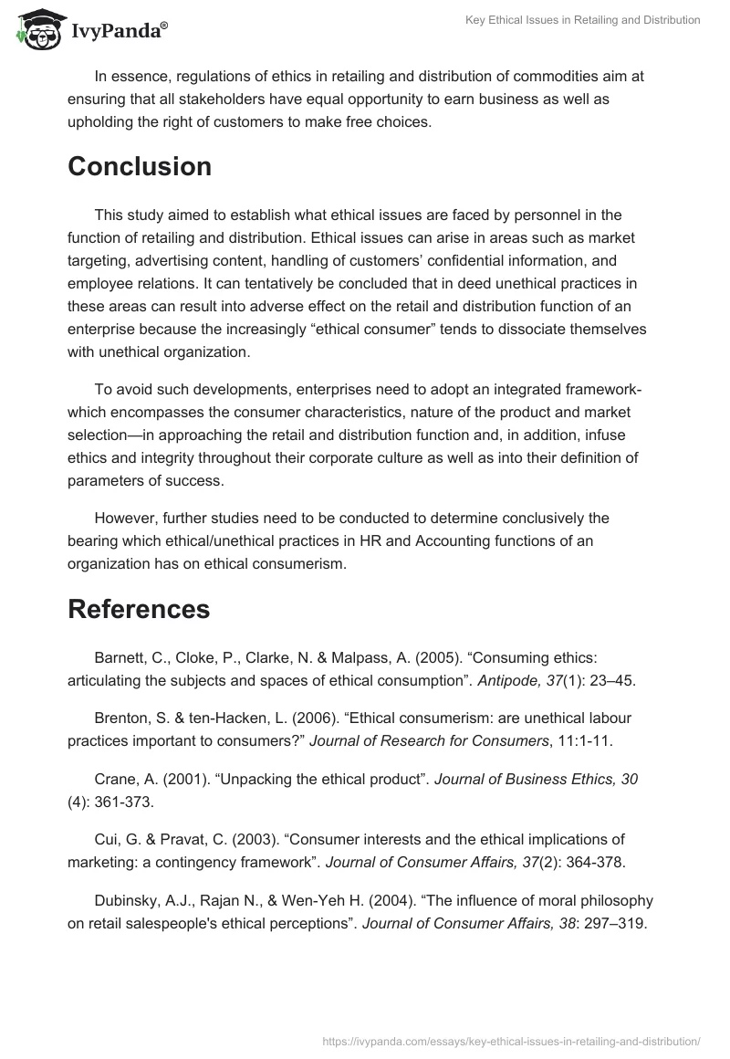 Key Ethical Issues in Retailing and Distribution. Page 4