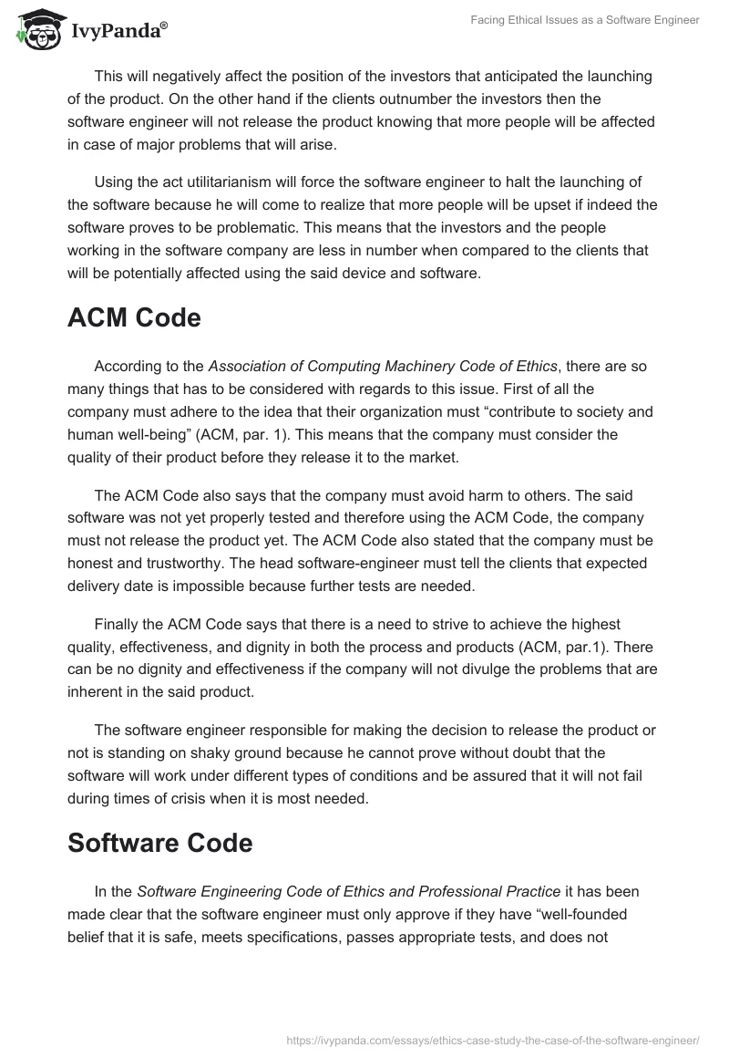 Facing Ethical Issues as a Software Engineer. Page 2