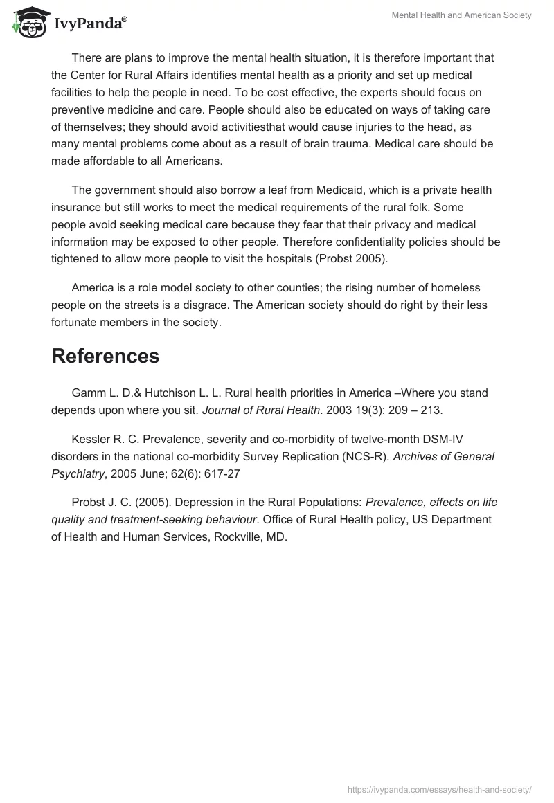 Mental Health and American Society. Page 2
