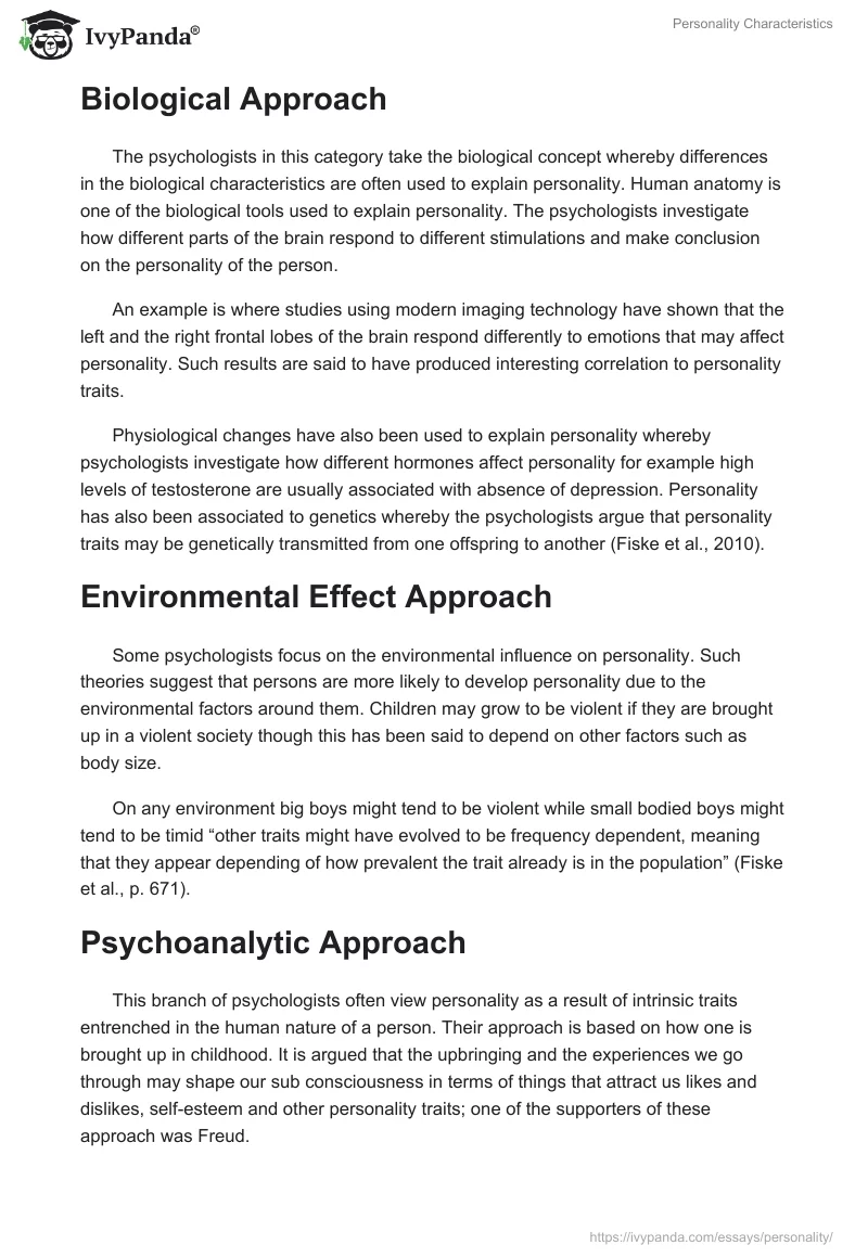 Personality Characteristics. Page 2