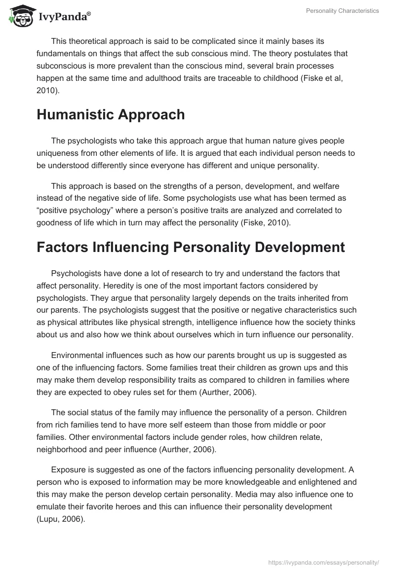Personality Characteristics. Page 3