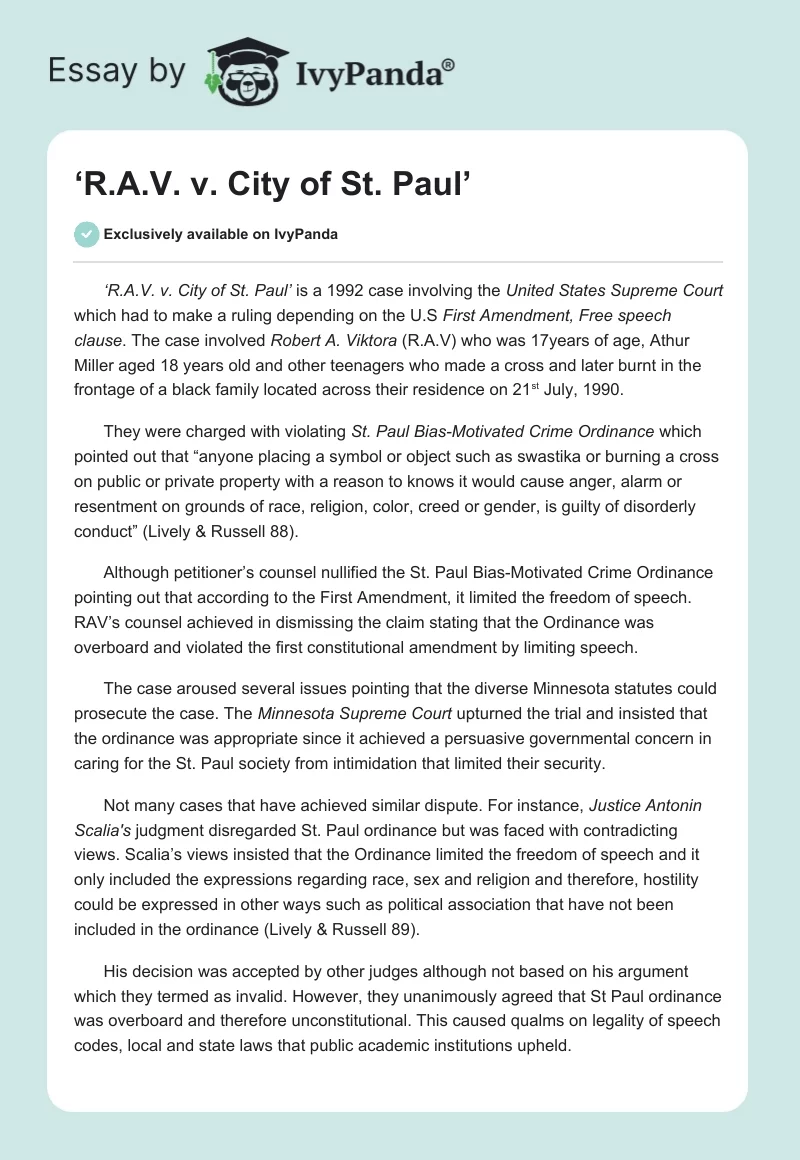 ‘R.A.V. v. City of St. Paul’. Page 1