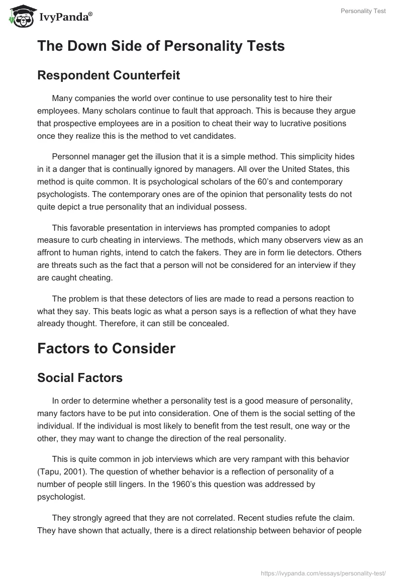 Personality Test. Page 2