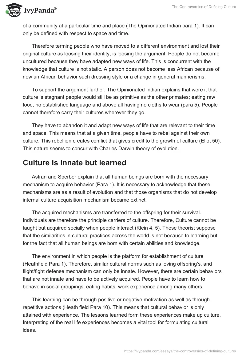 The Controversies of Defining Culture. Page 3