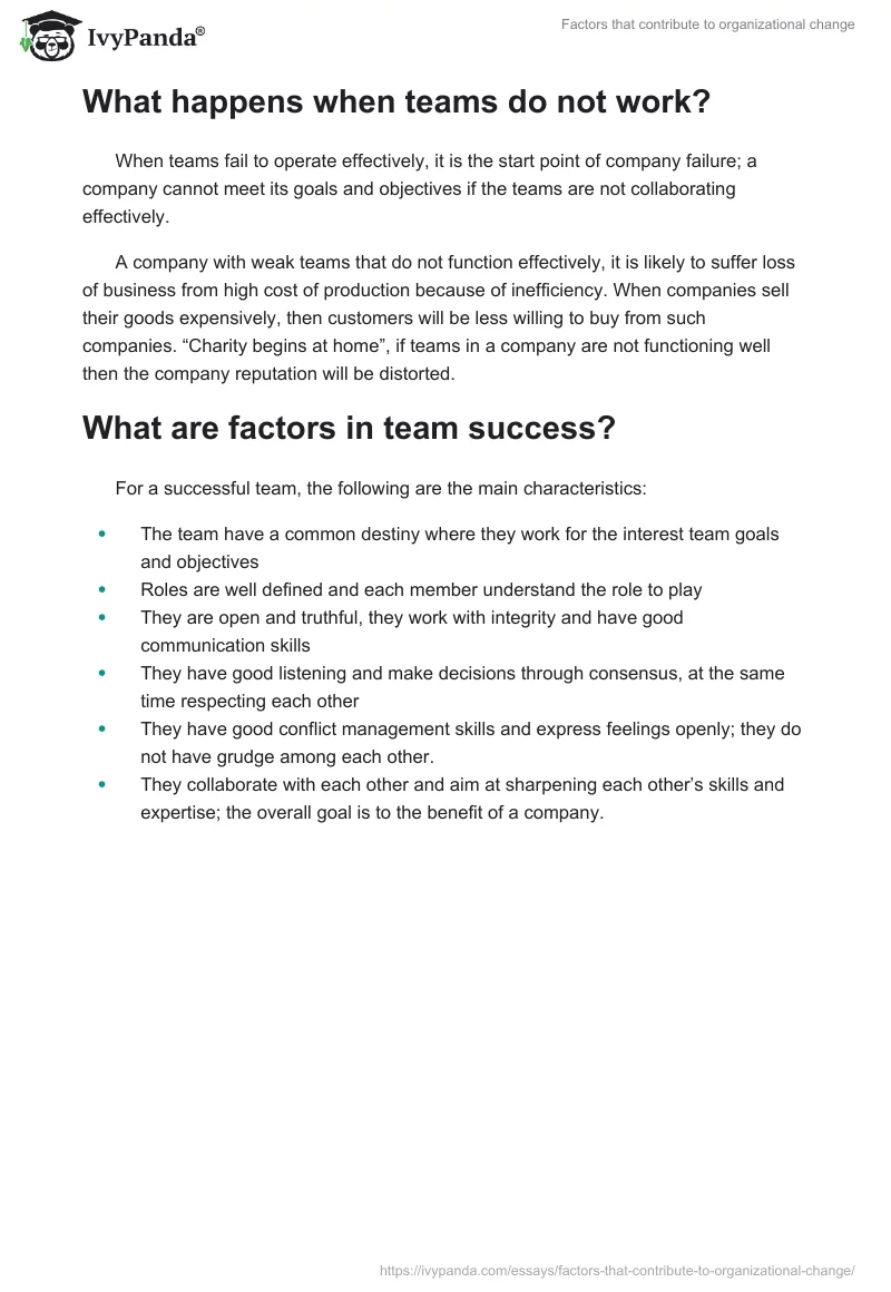 Factors That Contribute to Organizational Change. Page 3