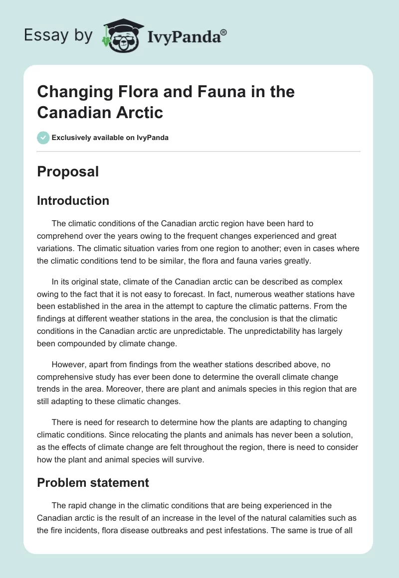 Changing Flora and Fauna in the Canadian Arctic. Page 1