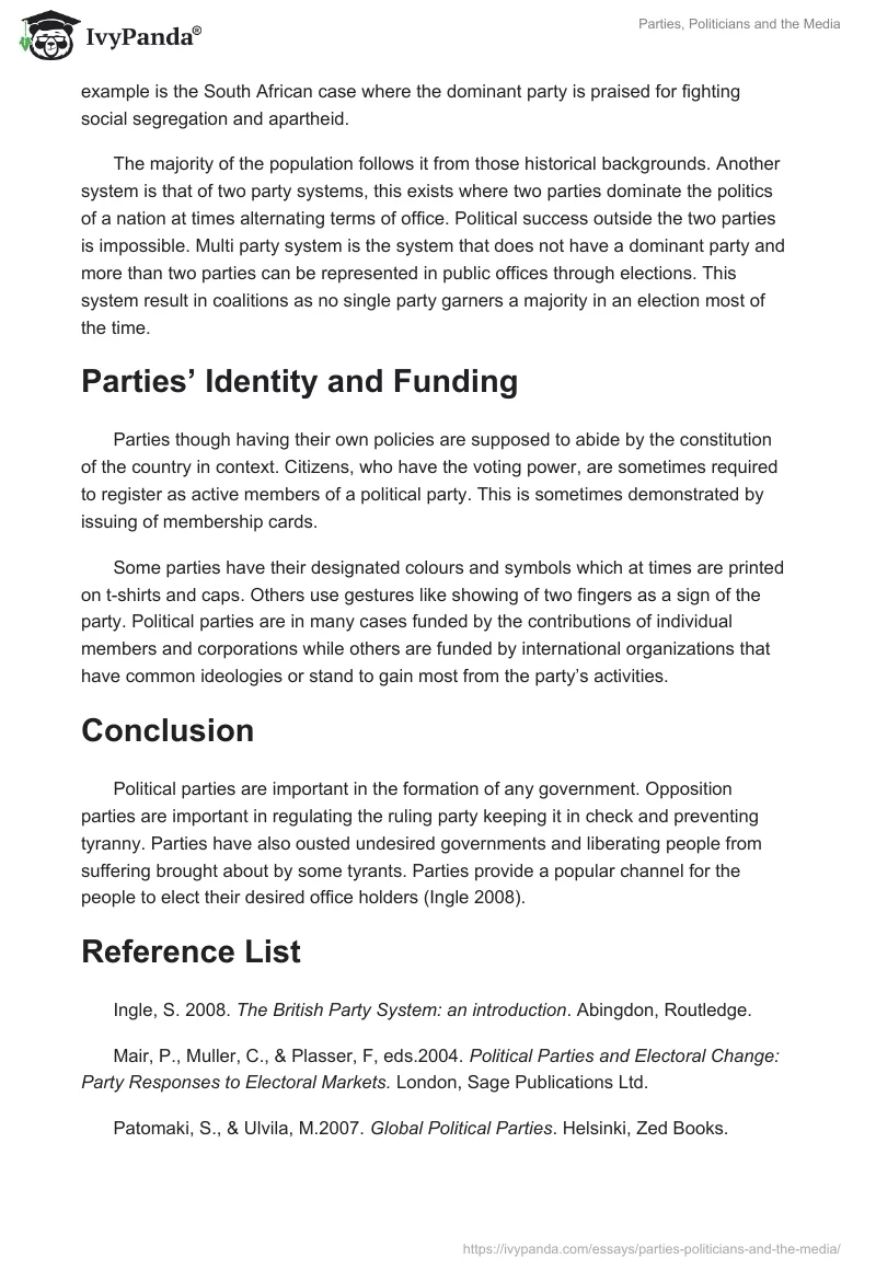 Parties, Politicians and the Media. Page 2
