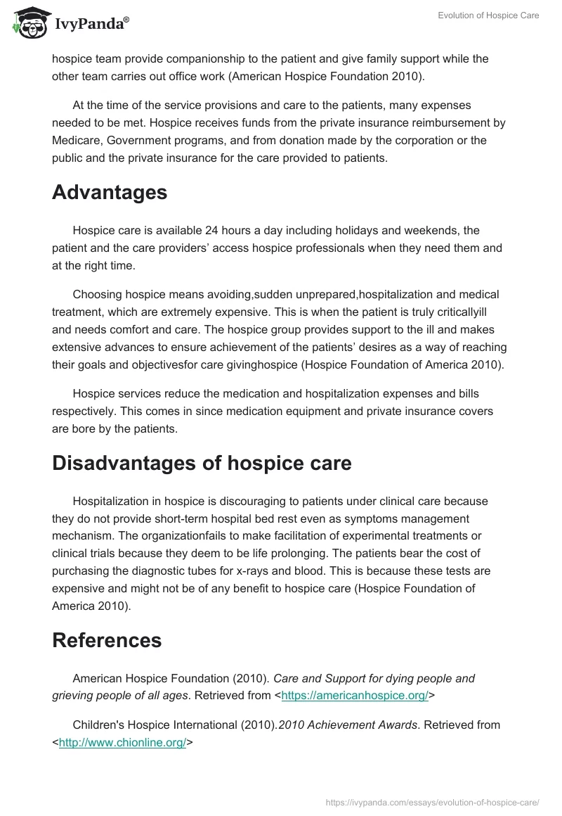 Evolution of Hospice Care. Page 2