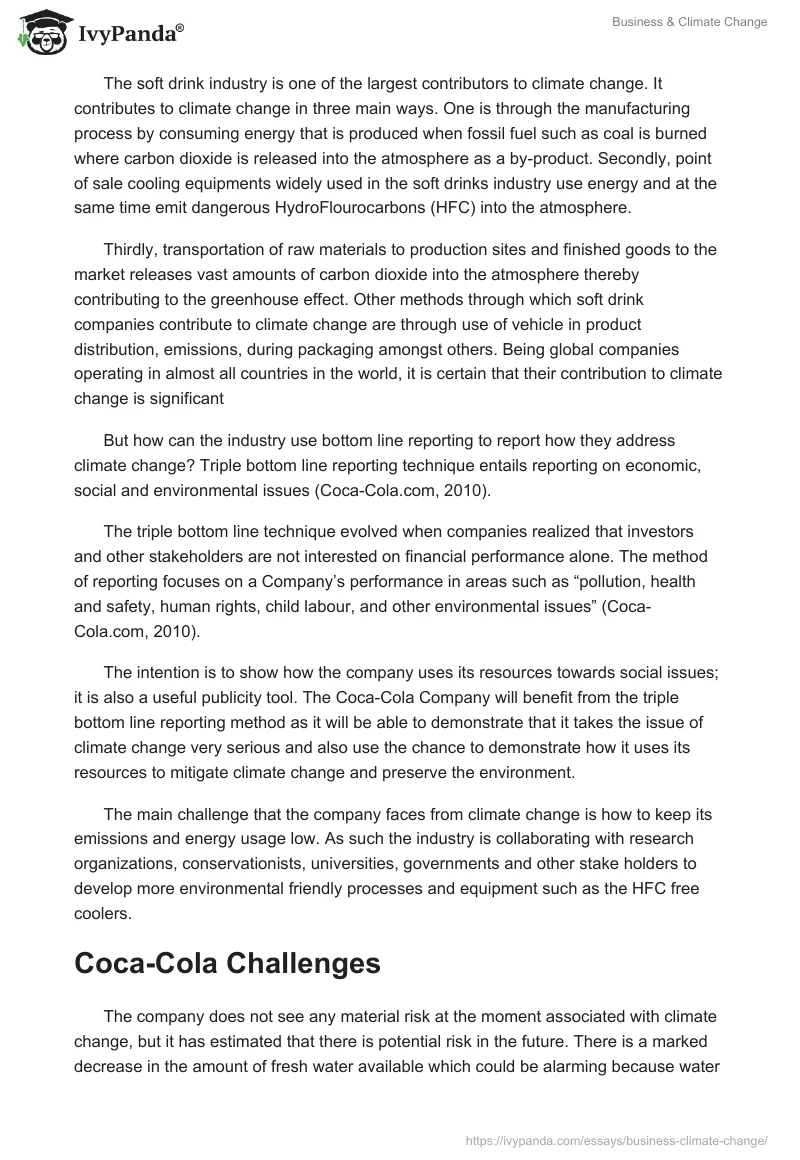 Business & Climate Change. Page 2