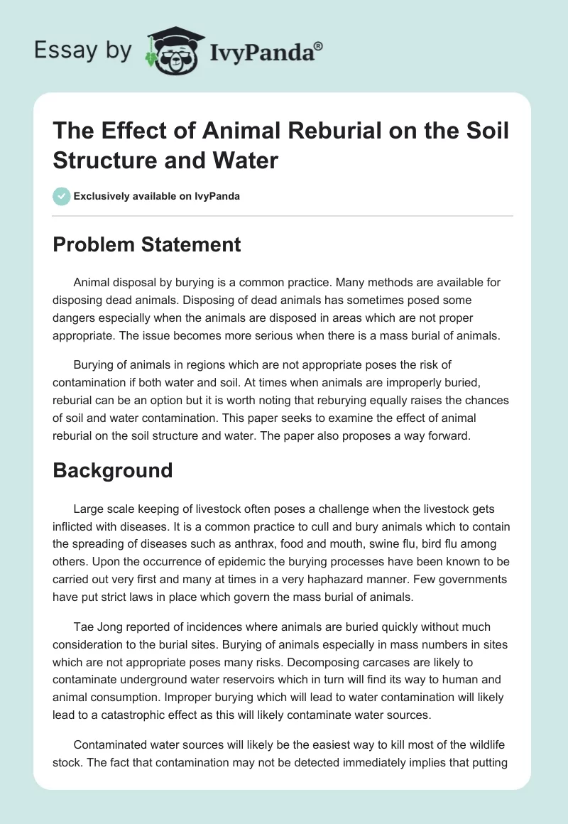 The Effect of Animal Reburial on the Soil Structure and Water. Page 1