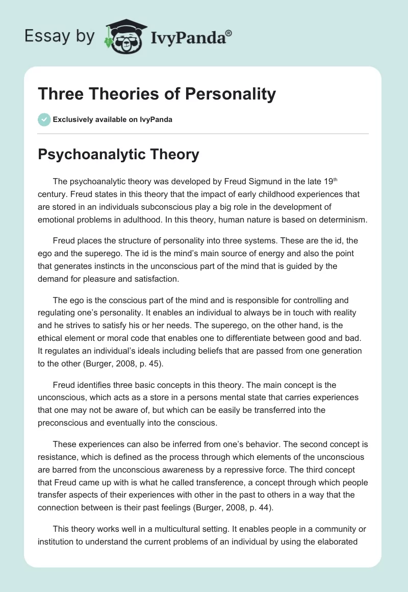 Three Theories of Personality. Page 1
