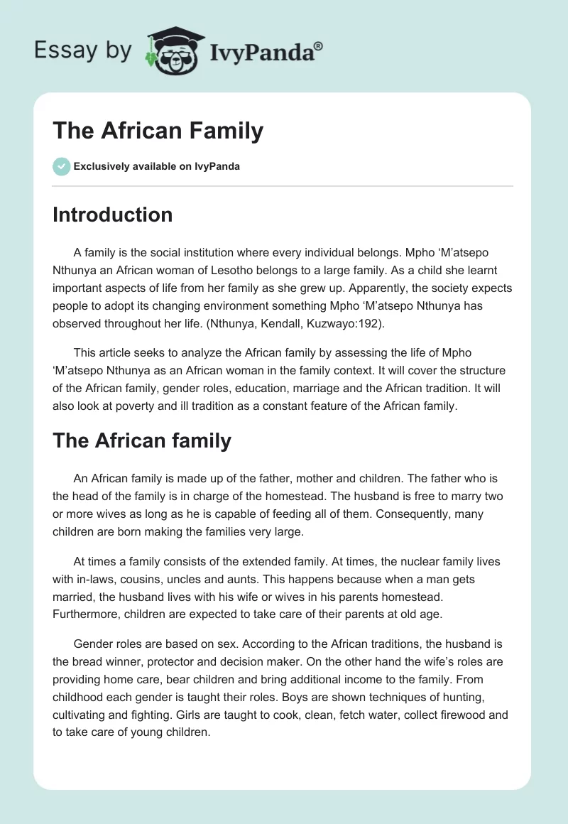 The African Family. Page 1