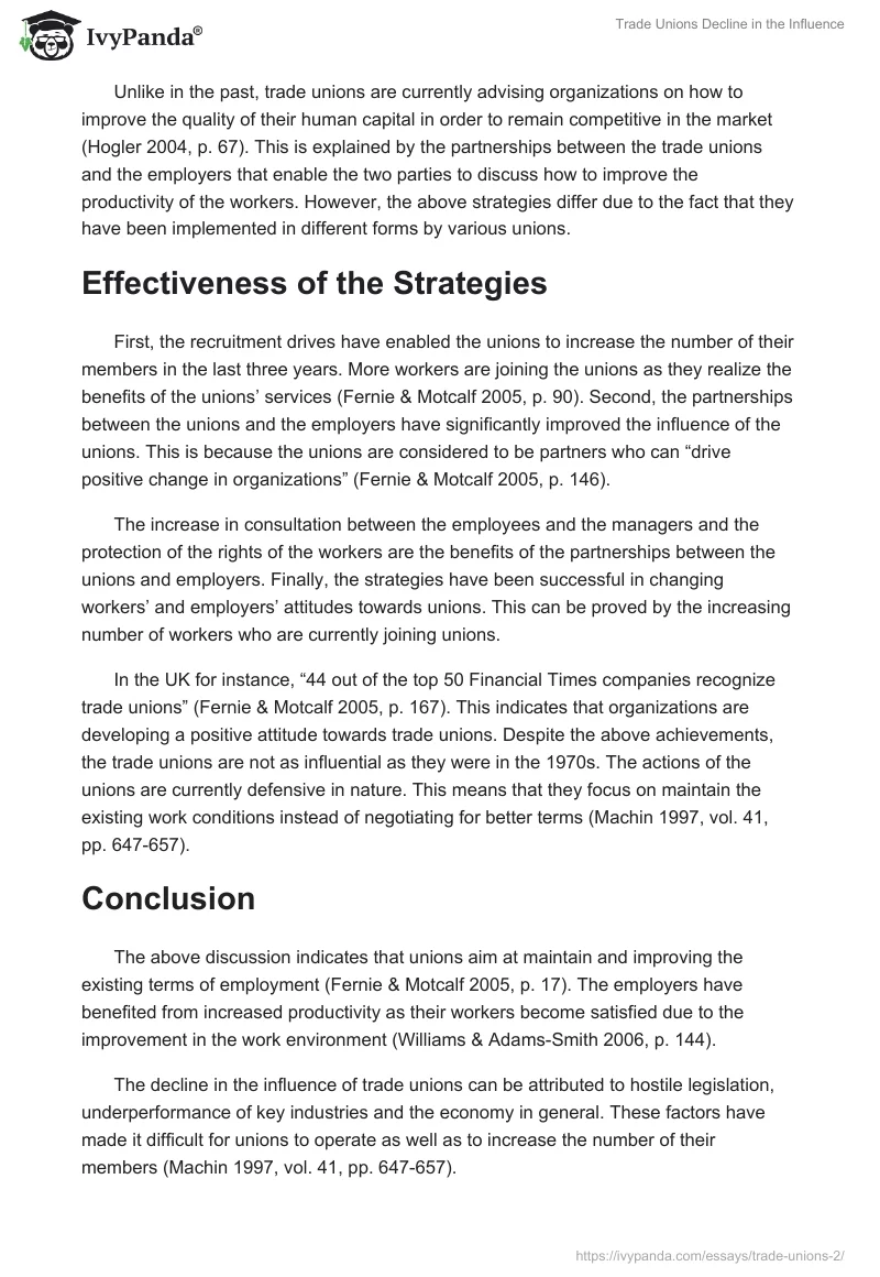 Trade Unions Decline in the Influence. Page 5