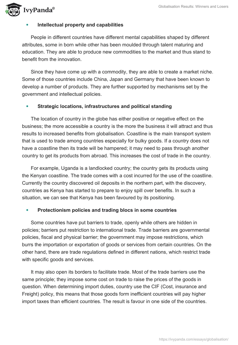 Globalisation Results: Winners and Losers. Page 4