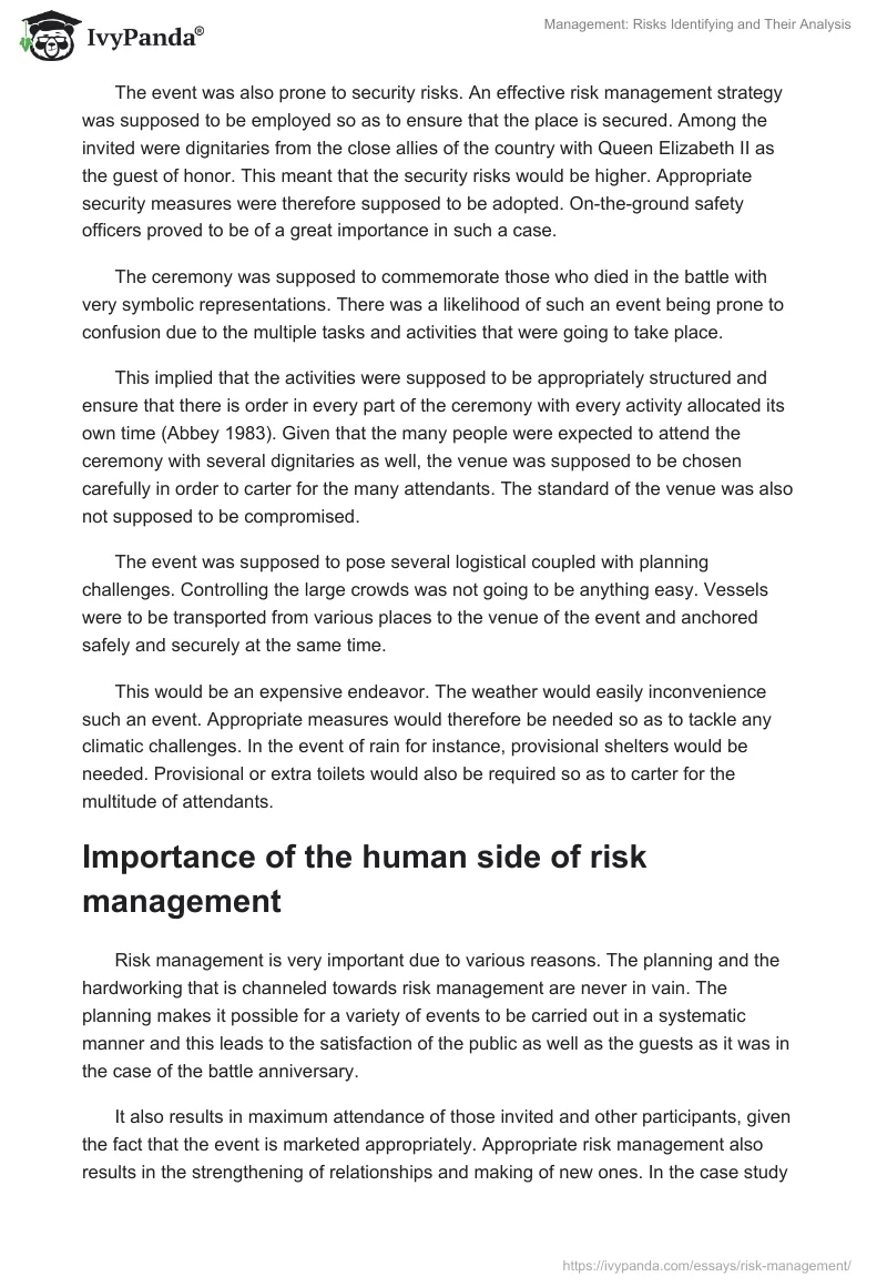Management: Risks Identifying and Their Analysis. Page 3