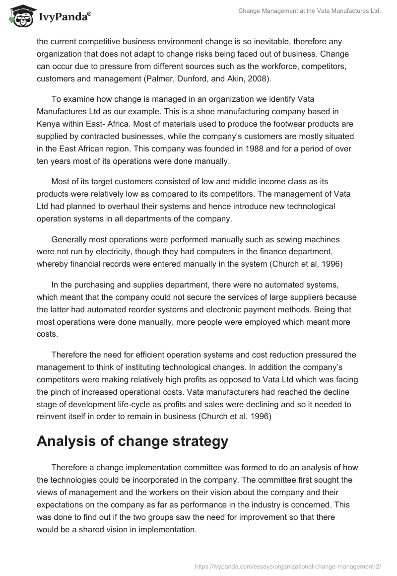 Change Management at the Vata Manufactures Ltd.. Page 3