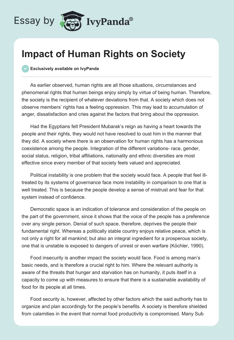 Impact of Human Rights on Society. Page 1