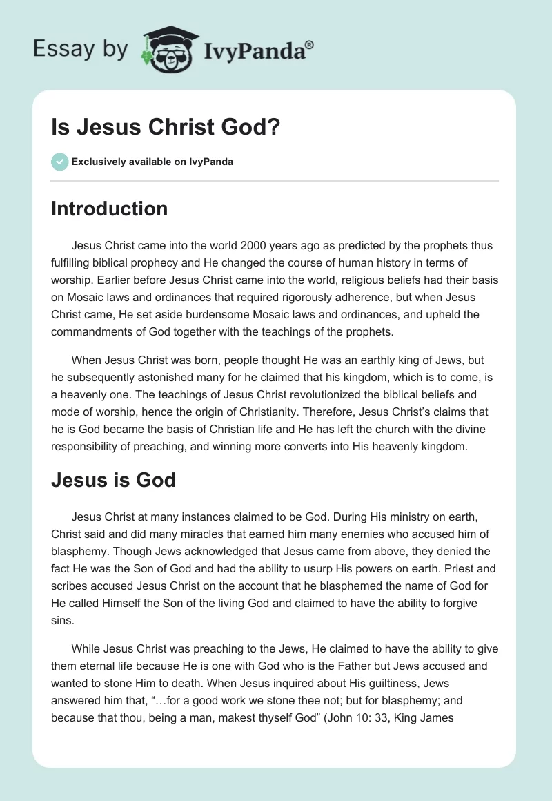 Is Jesus Christ God?. Page 1