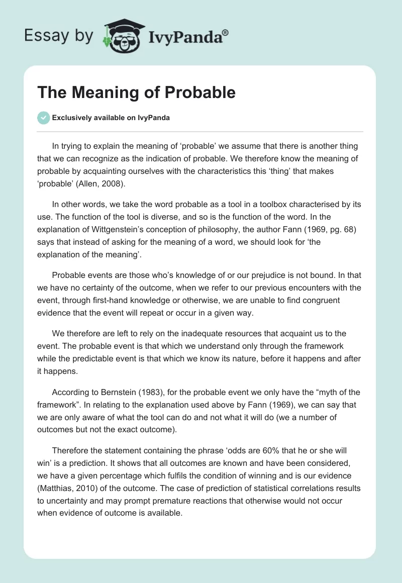 The Meaning of Probable. Page 1