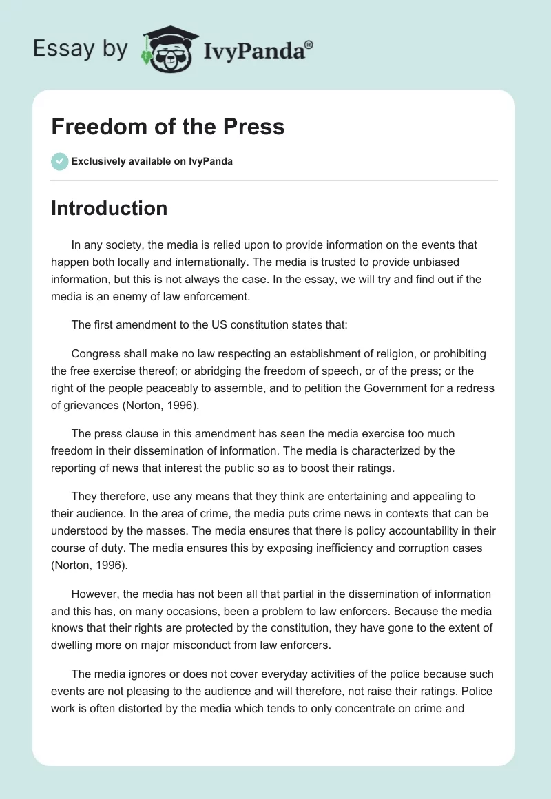 Freedom of the Press. Page 1