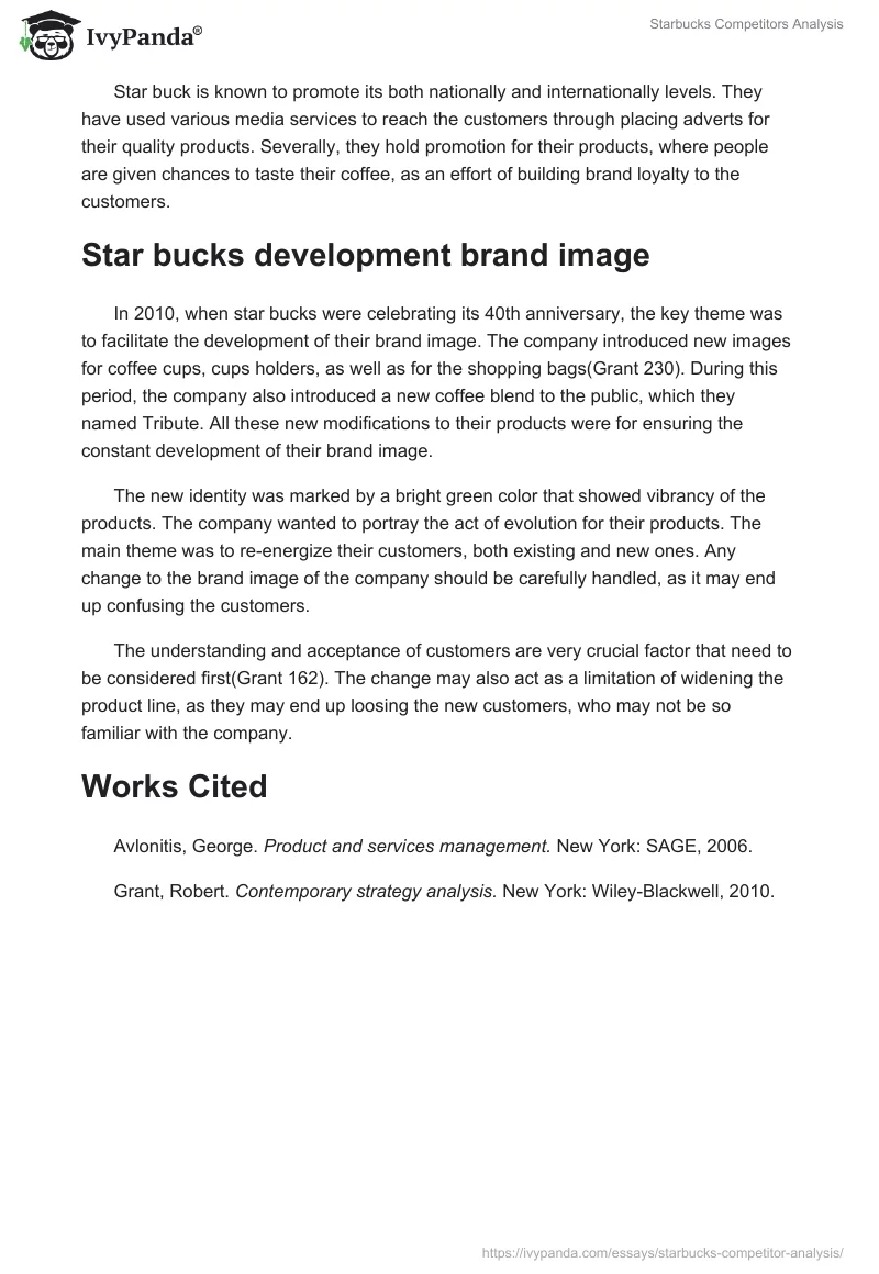 Starbucks Competitors Analysis. Page 2