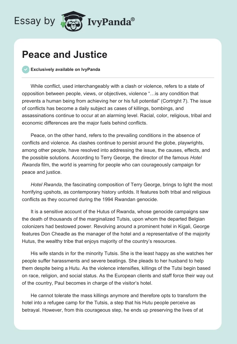 Peace and Justice. Page 1