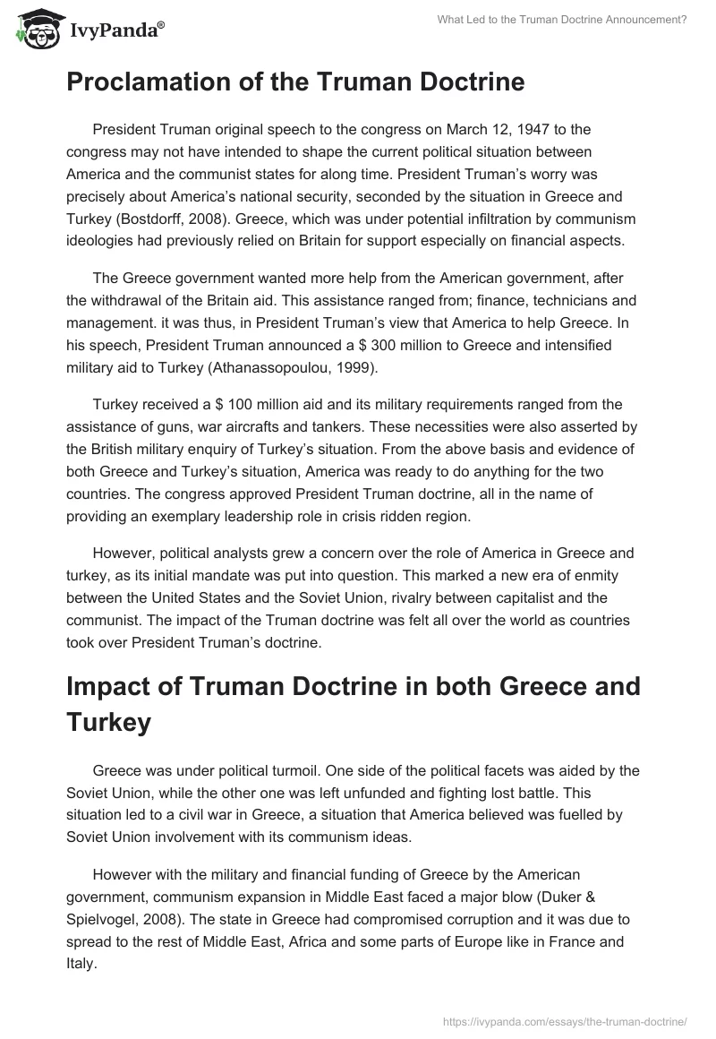 What Led to the Truman Doctrine Announcement?. Page 3