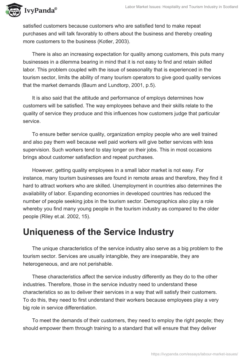 Labor Market Issues: Hospitality and Tourism Industry in Scotland. Page 2