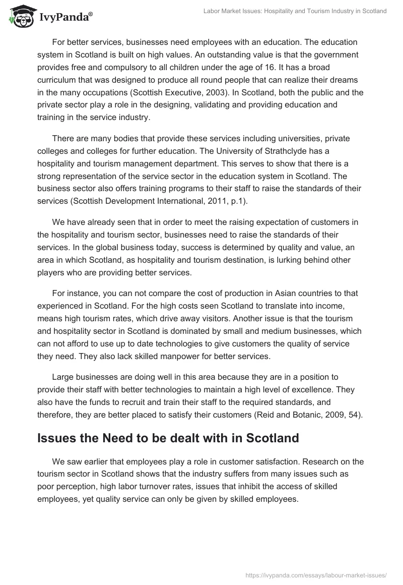 Labor Market Issues: Hospitality and Tourism Industry in Scotland. Page 4