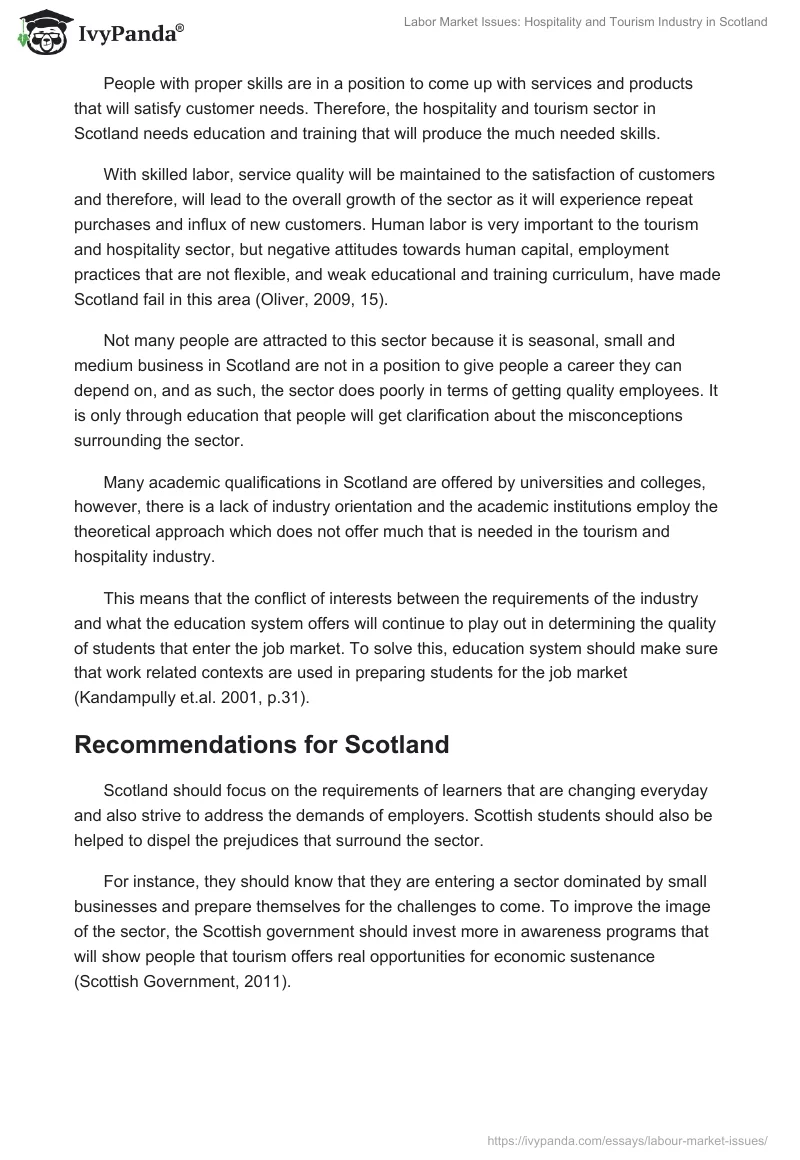 Labor Market Issues: Hospitality and Tourism Industry in Scotland. Page 5