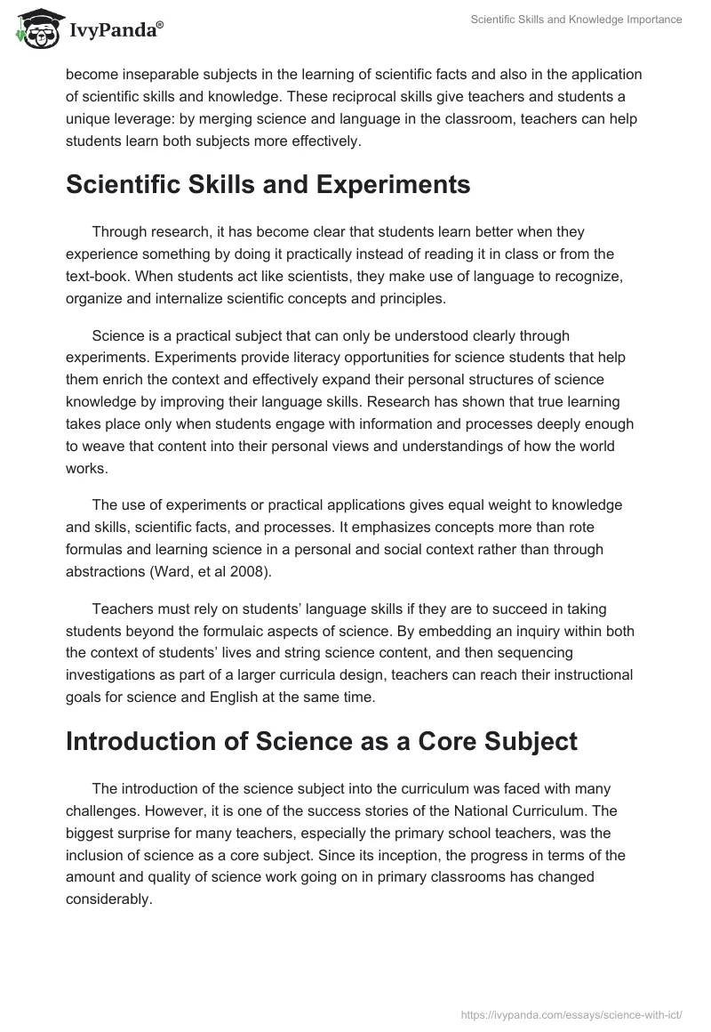 Scientific Skills and Knowledge Importance. Page 4