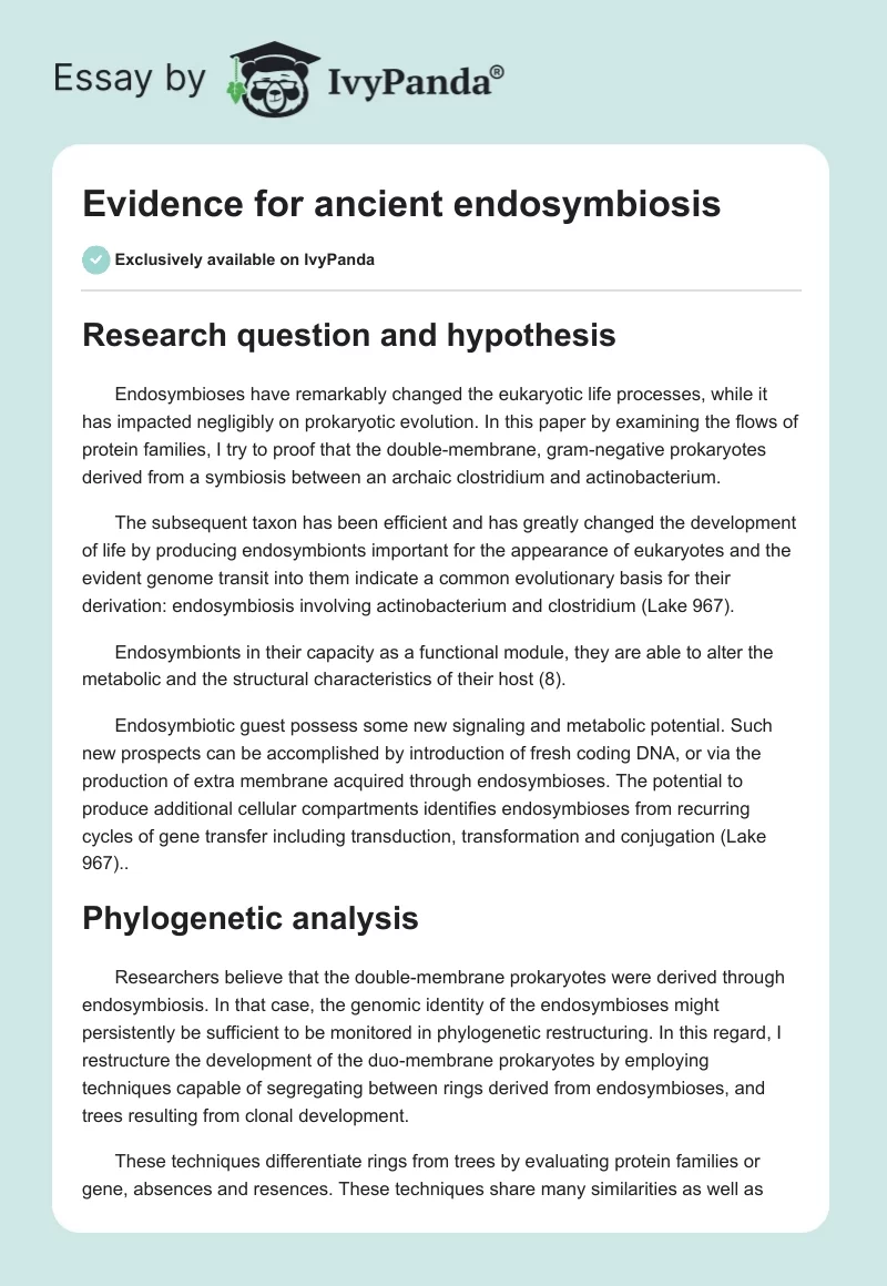 Evidence for ancient endosymbiosis. Page 1