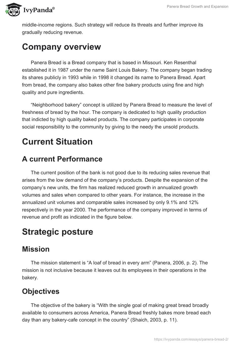 Panera Bread Growth and Expansion. Page 2
