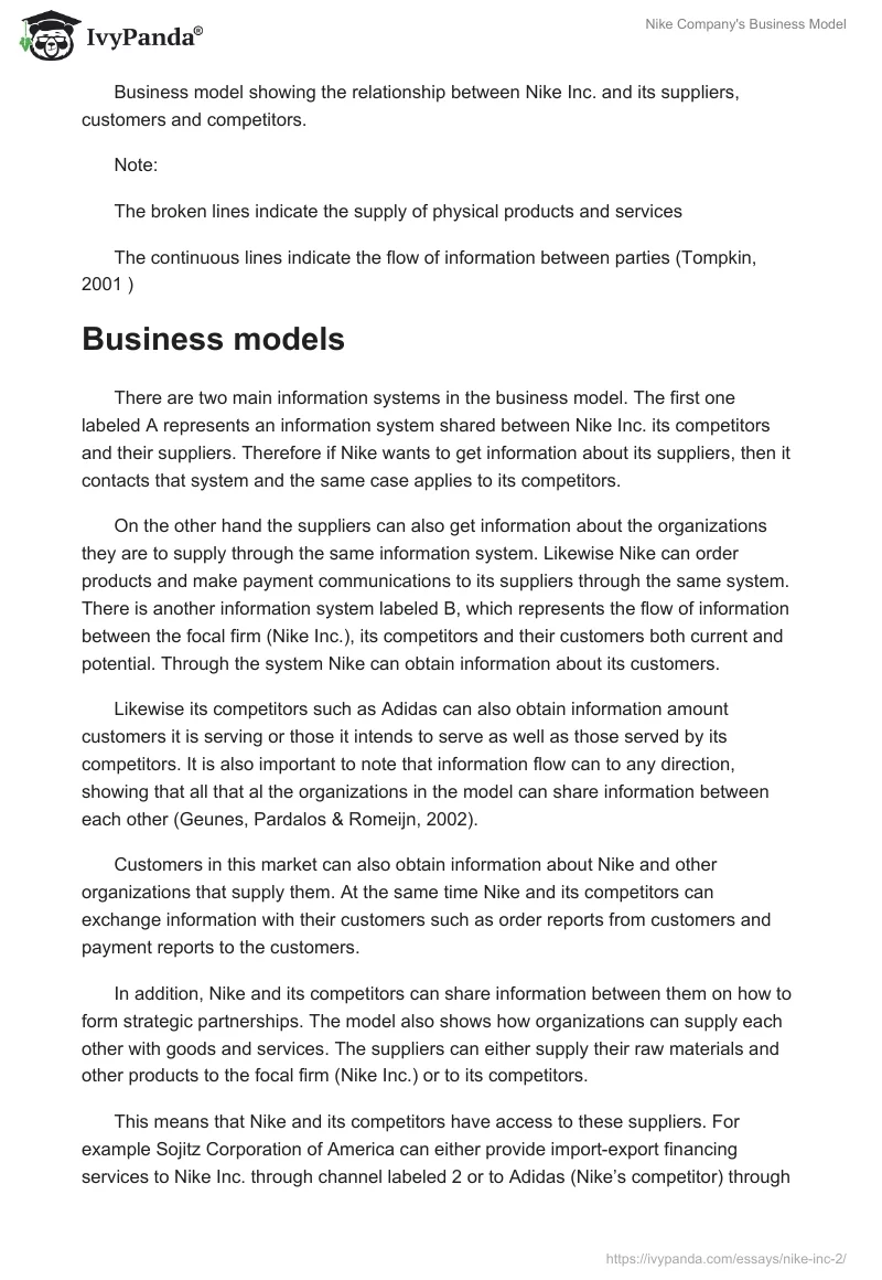 Nike Company's Business Model. Page 5