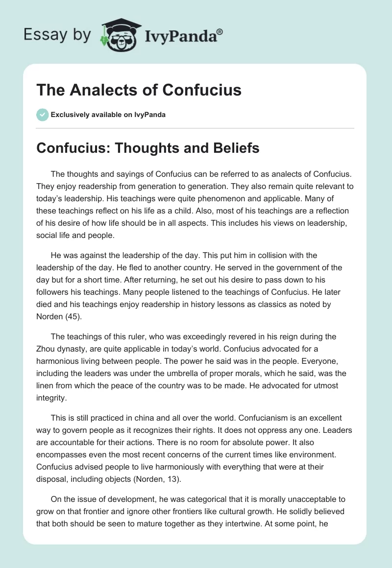 The Analects of Confucius. Page 1