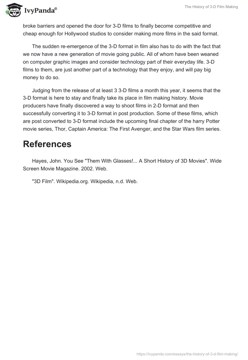 The History of 3-D Film Making. Page 3