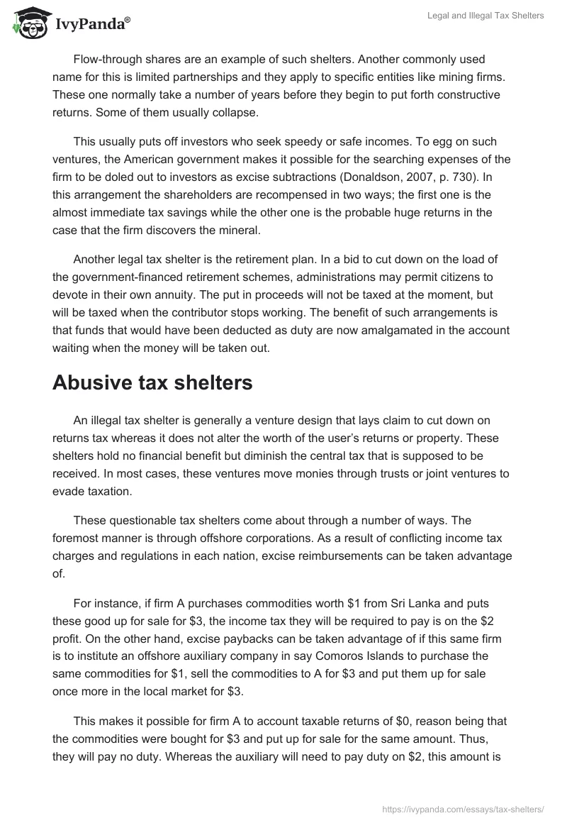 Legal and Illegal Tax Shelters. Page 2