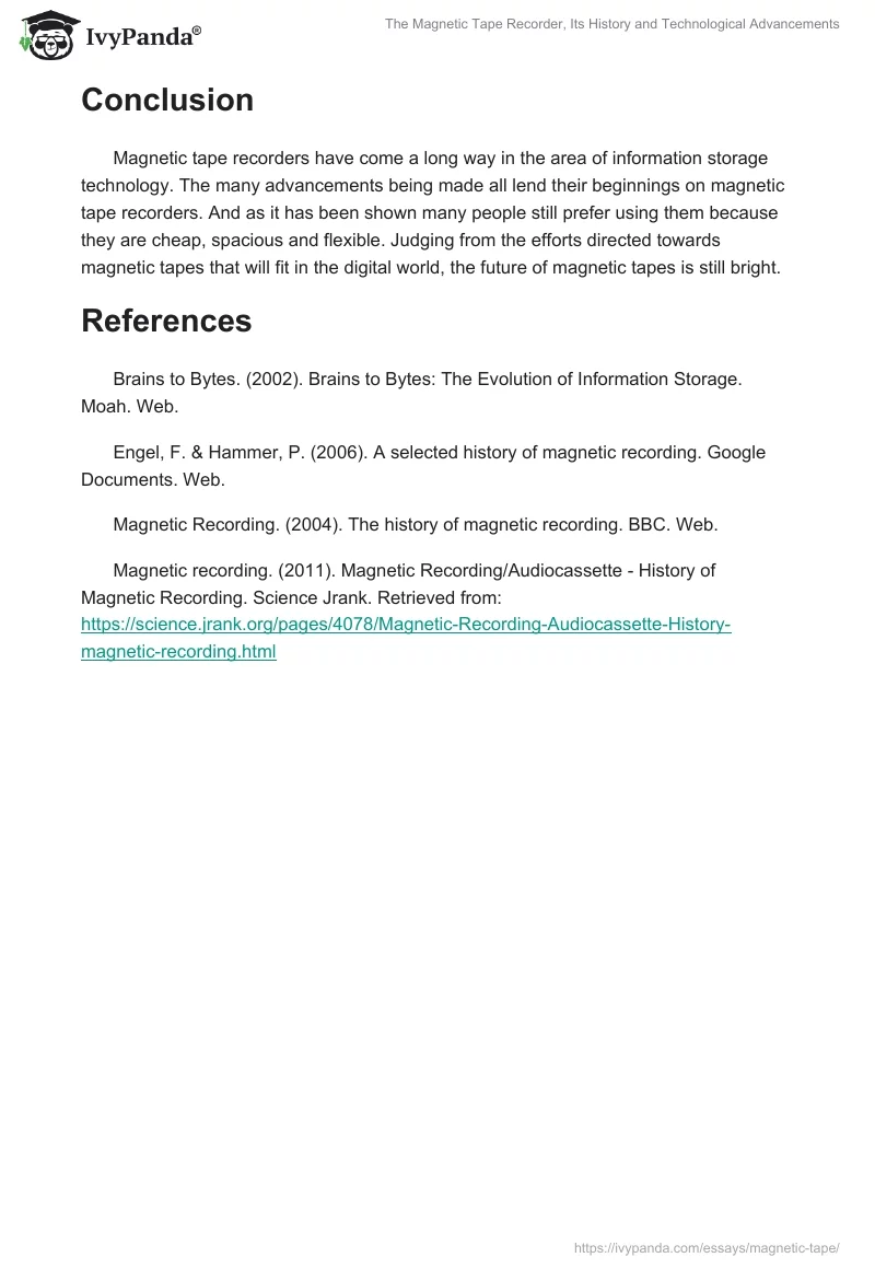 The Magnetic Tape Recorder, Its History and Technological Advancements. Page 4