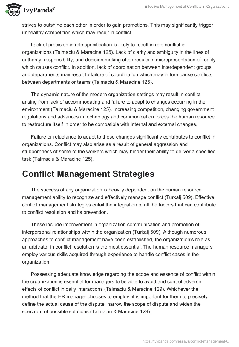 Effective Management of Conflicts in Organizations. Page 5